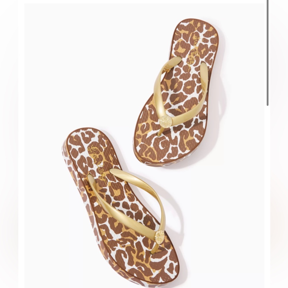 NWT Lilly Pulitzer Pool Flip Flop Chocolate My Favorite Spot